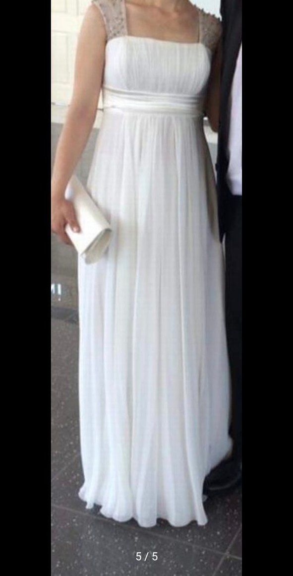 Bej Drapeli Uzun Abiye Elbise - Görsel 5