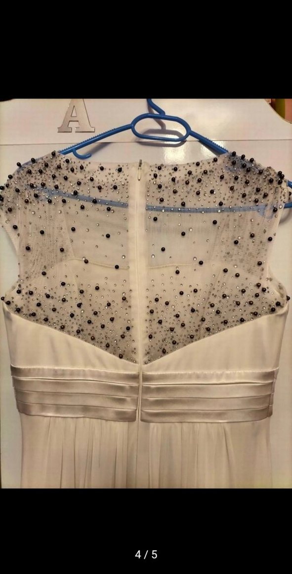 Bej Drapeli Uzun Abiye Elbise - Görsel 4