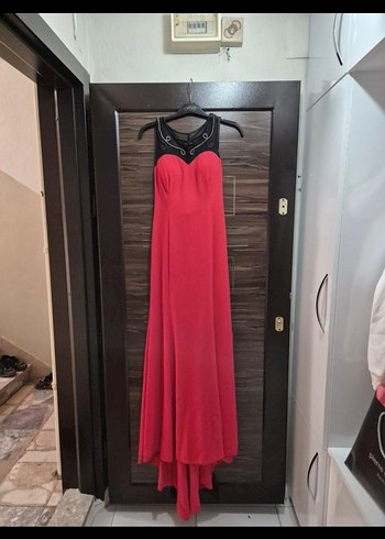 Klasik Kırmızı Uzun Abiye Elbise - Görsel 4