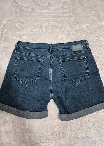 Gri Renk Kadın Denim Mini Şort - Görsel 2