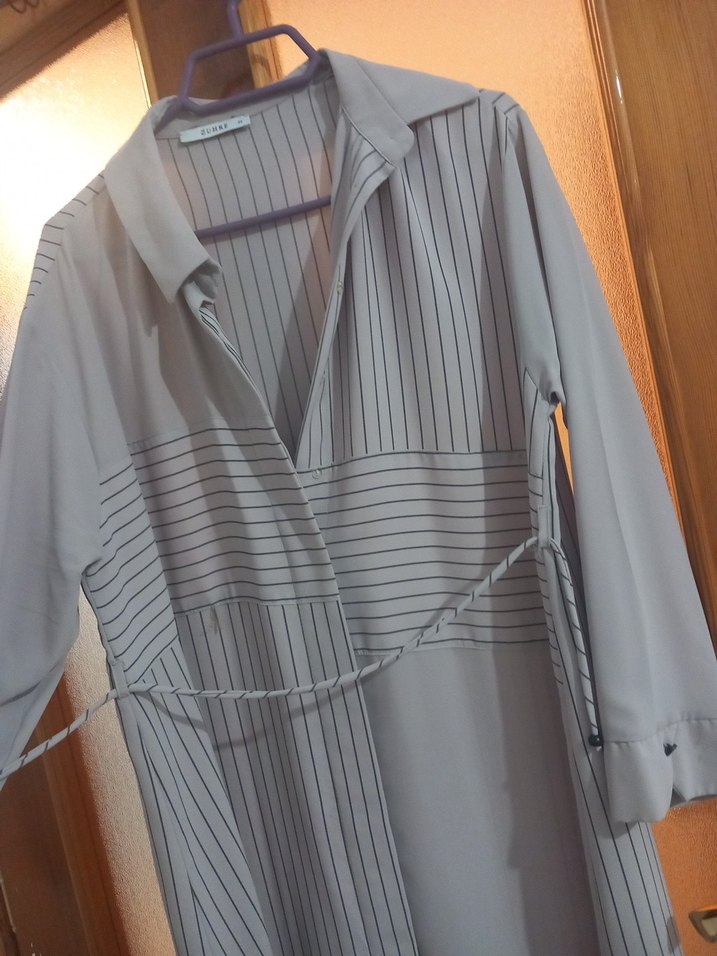 Zühre marka Gri Uzun Kollu Hamile Tunik - Görsel 3