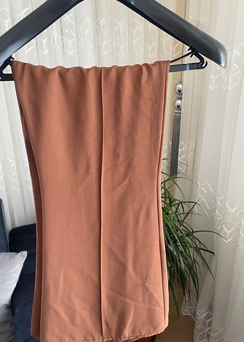 Uzun Kollu Kahverengi Fırfırlı Tunik - Görsel 3