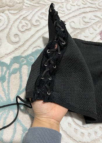 Siyah Bağcıklı Mini Korse - Görsel 2