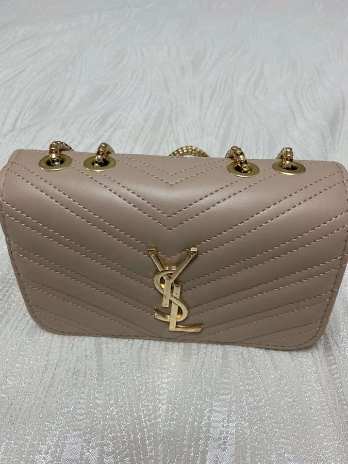 Bej Zincir Detaylı Kadın Deri Çanta - Görsel 2