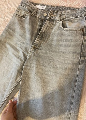 Düğmeli Gri Kadın Midi Kot Pantolon