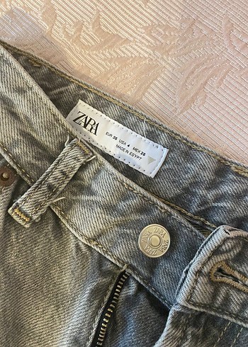 Zara Düğmeli Gri Kadın Midi Kot Pantolon