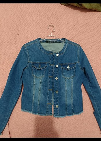 Düğmeli Mavi Kadın Denim Ceket