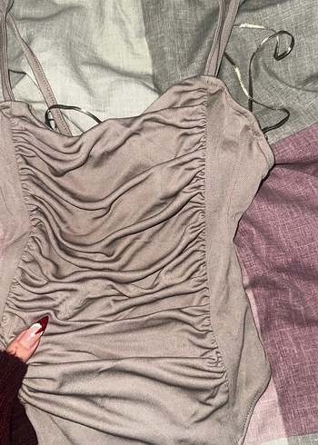 Gri Straplez Fitted Body - Görsel 3