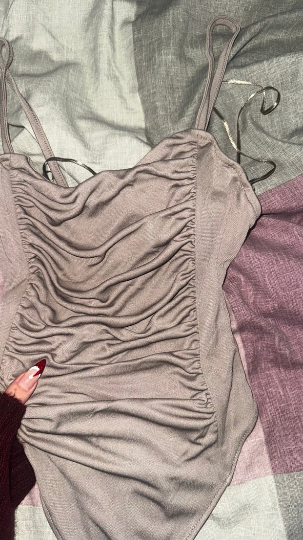 Gri Straplez Fitted Body - Görsel 3