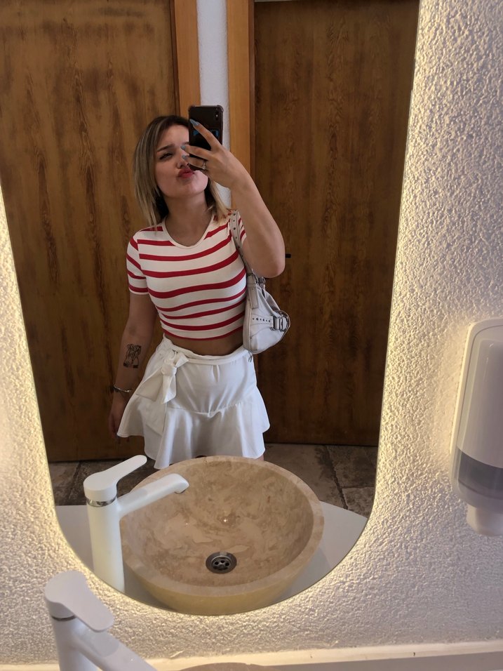 Beyaz bağlama detaylı şort etek - Görsel 2