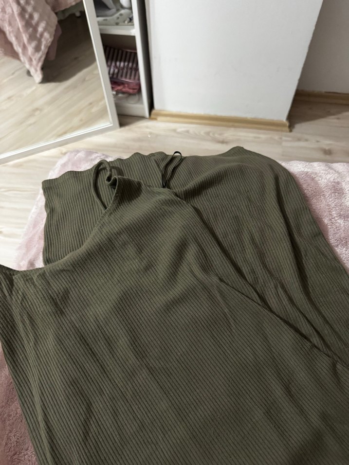 Kadın Haki Uzun Kollu Triko Tulum - Görsel 2