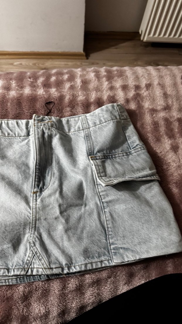 Kadın Gri Mini Denim Şort - Görsel 3