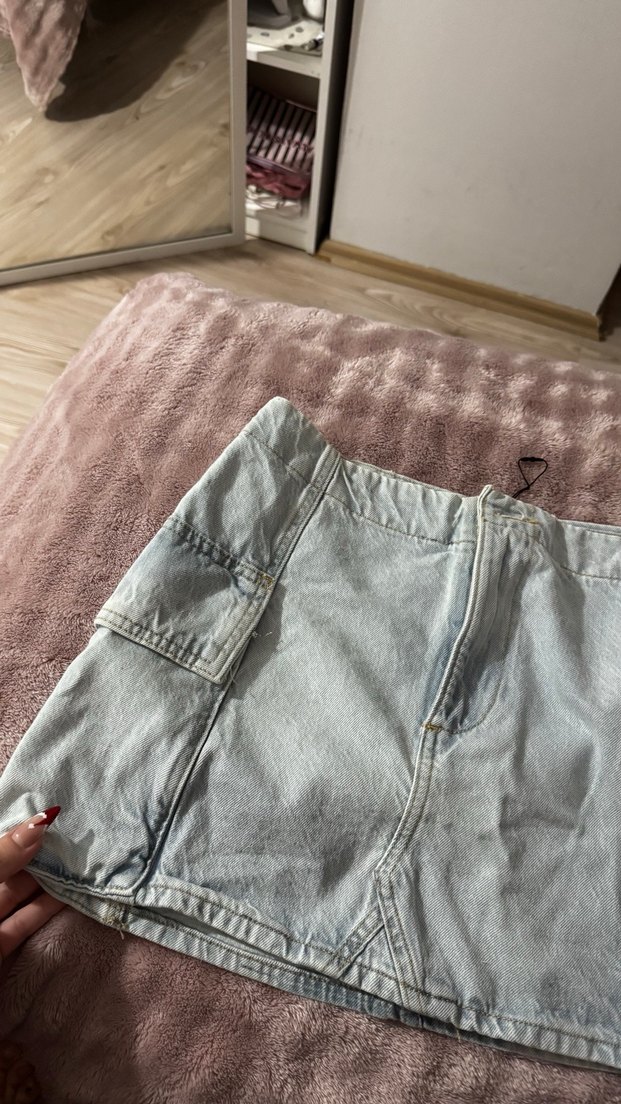 Kadın Gri Mini Denim Şort - Görsel 2
