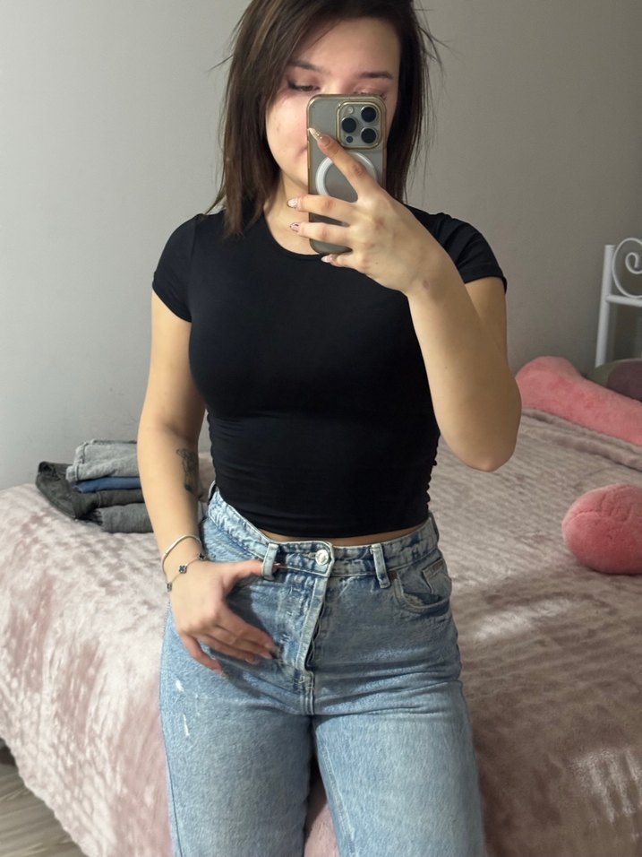 Stradivarius Mavi Baskılı Kadın Kot Pantolon - Görsel 2