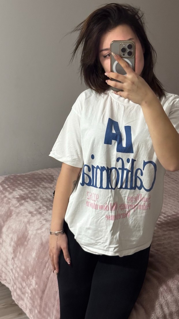 Beyaz Pamuklu Hamile Tişörtü Velcro Detaylı - Görsel 2