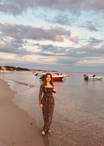 Leopar Desenli Uzun Bohem Monokini - Görsel 3