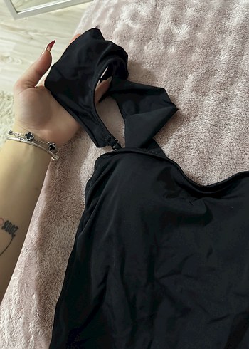 Siyah Strappy Midi Kadın Mayo - Görsel 2