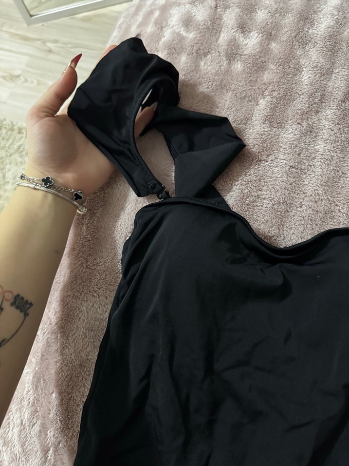 Siyah Strappy Midi Kadın Mayo - Görsel 2