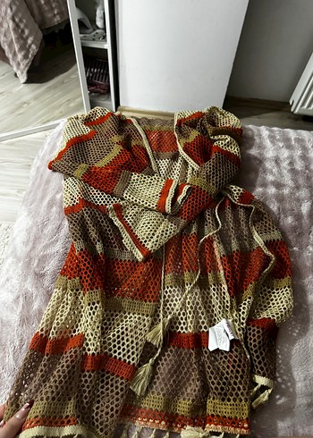 Nakışlı Bohem Uzun Triko Hırka - Görsel 2