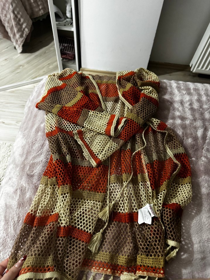 Nakışlı Bohem Uzun Triko Hırka - Görsel 2