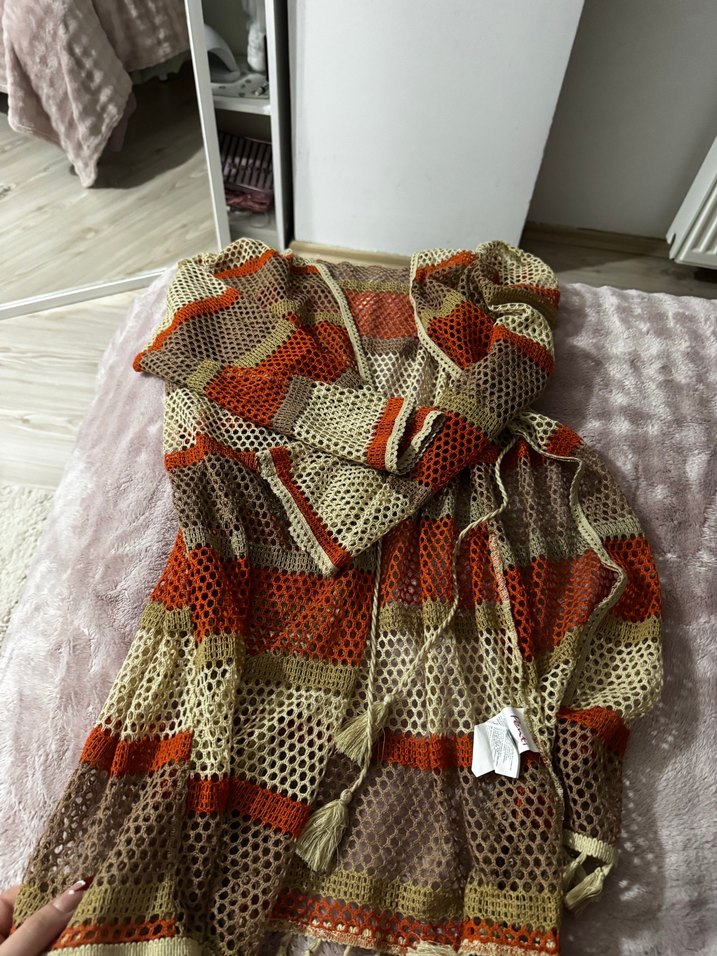 Nakışlı Bohem Uzun Triko Hırka - Görsel 3