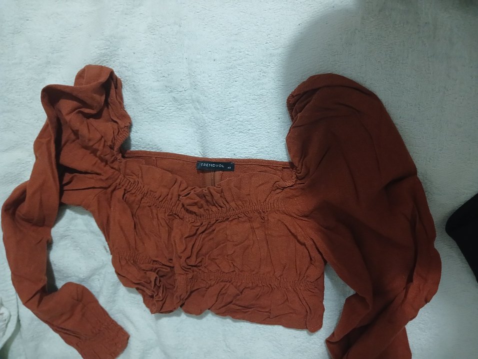 Bohem Uzun Kollu Mini bluz crop - Görsel 2