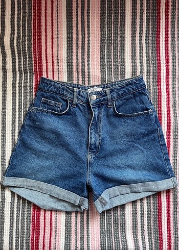 Defacto Mavi Yuksek Bel Denim Sort