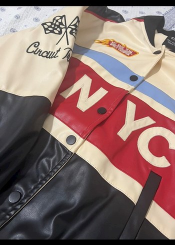 Kadın Çok Renkli Deri Street Wear Ceket - Görsel 3