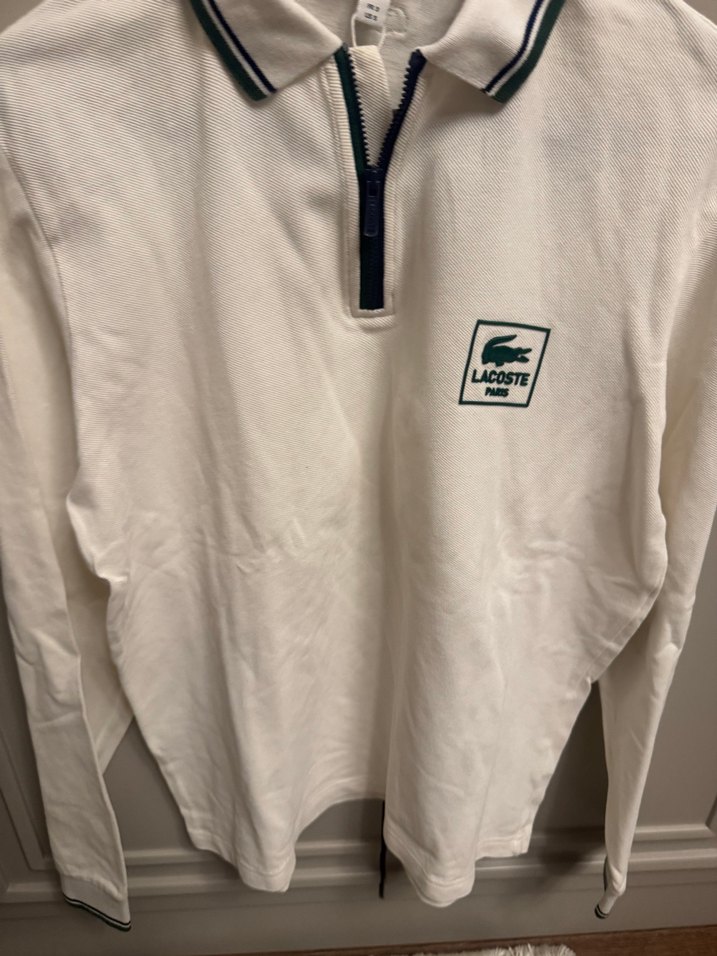 Lacoste Beyaz Fermuarlı Erkek Polo Tişört - Görsel 3