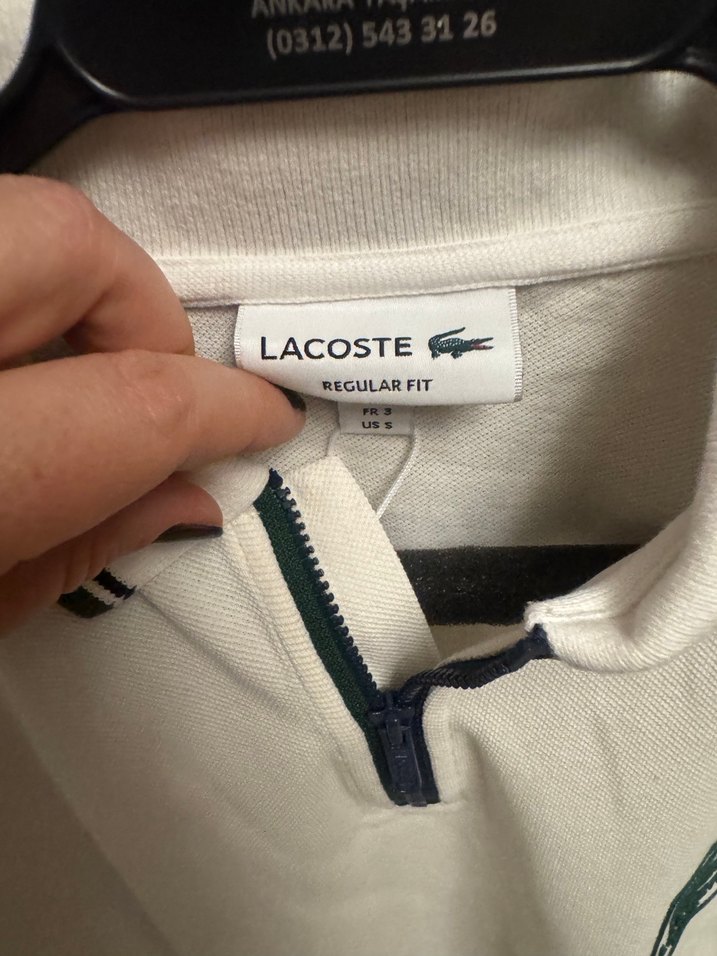 Lacoste Beyaz Fermuarlı Erkek Polo Tişört - Görsel 5
