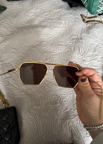 Bottega venetta orjinal Parlak Altın Renk Kadın Güneş Gözlüğü - Görsel 6