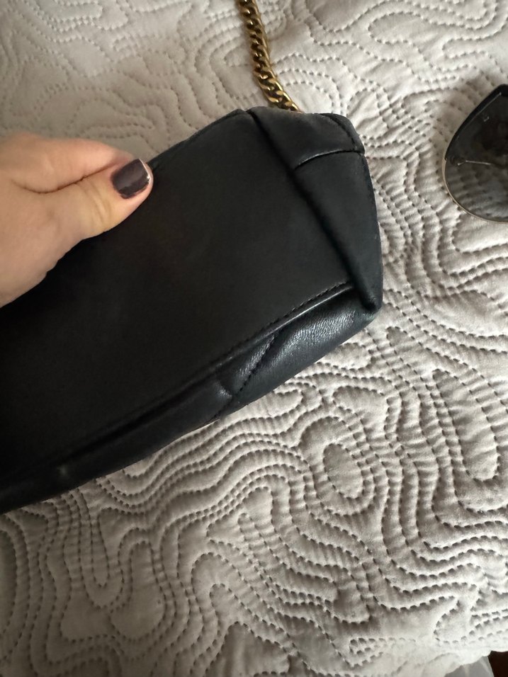 Ysl Zincir Detaylı Siyah Deri Kadın Çanta - Görsel 5