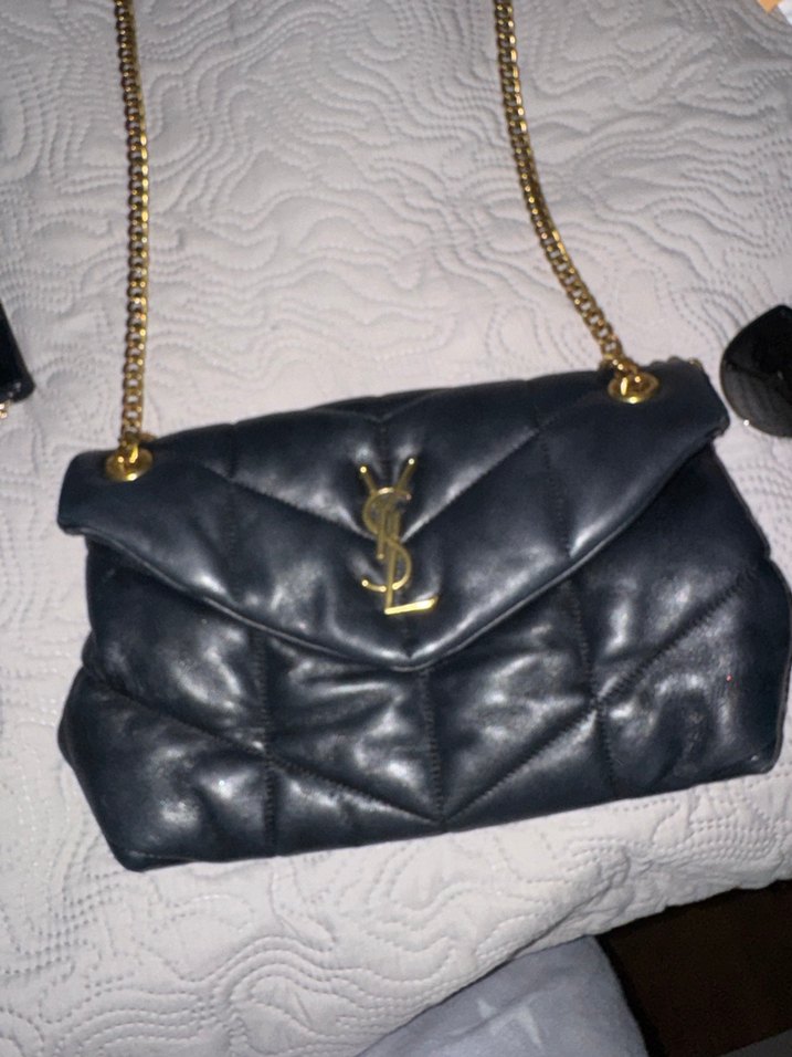 Ysl Zincir Detaylı Siyah Deri Kadın Çanta - Görsel 4