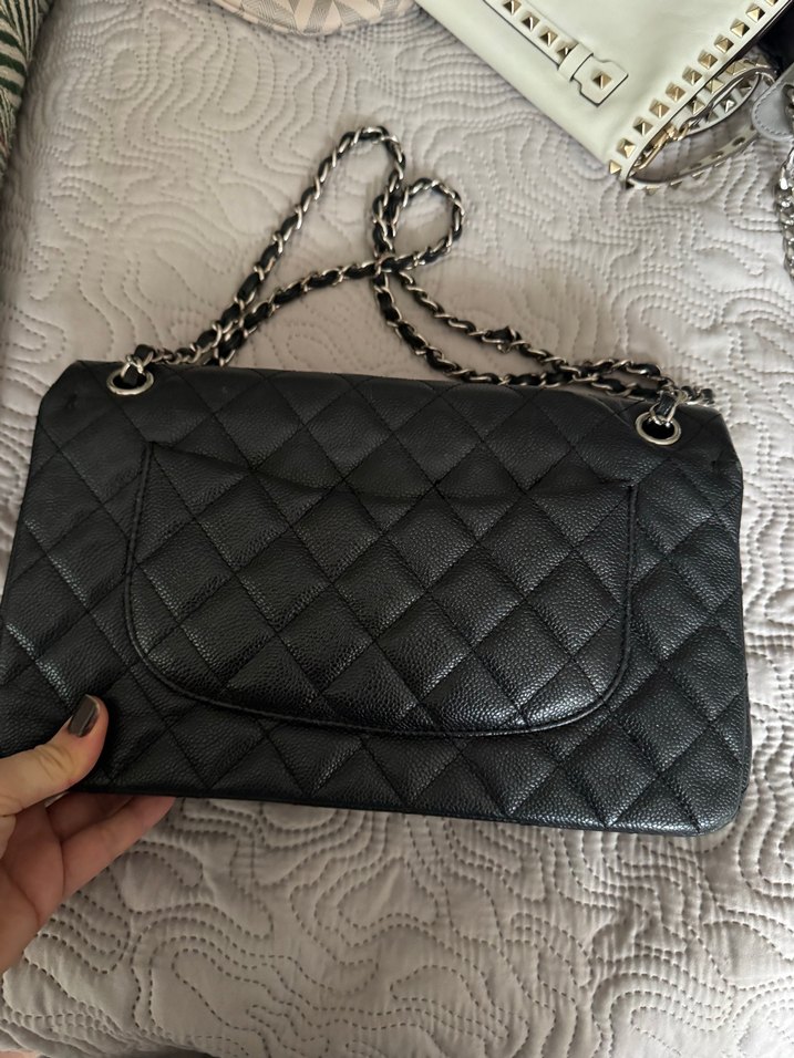 Zincir Detaylı Siyah Deri Kadın Çanta - Görsel 3