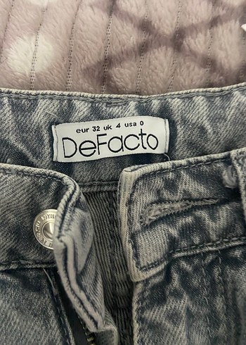 Defacto Gri Batik Desenli Regular Fit Kadın Denim Pantolon