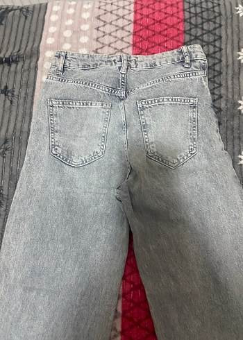 32 Beden Gri Batik Desenli Regular Fit Kadın Denim Pantolon