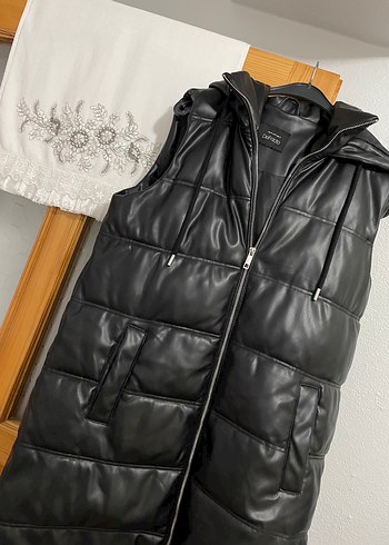 Defacto Siyah Deri Kadın Şişme Yelek - Görsel 3