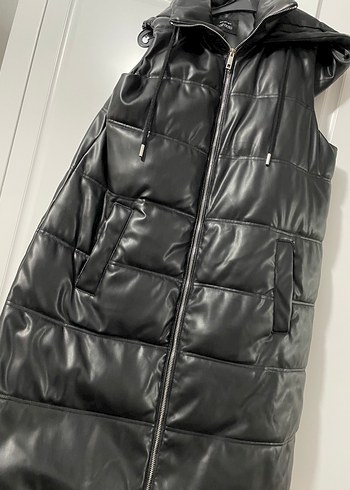 Defacto Siyah Deri Kadın Şişme Yelek - Görsel 5