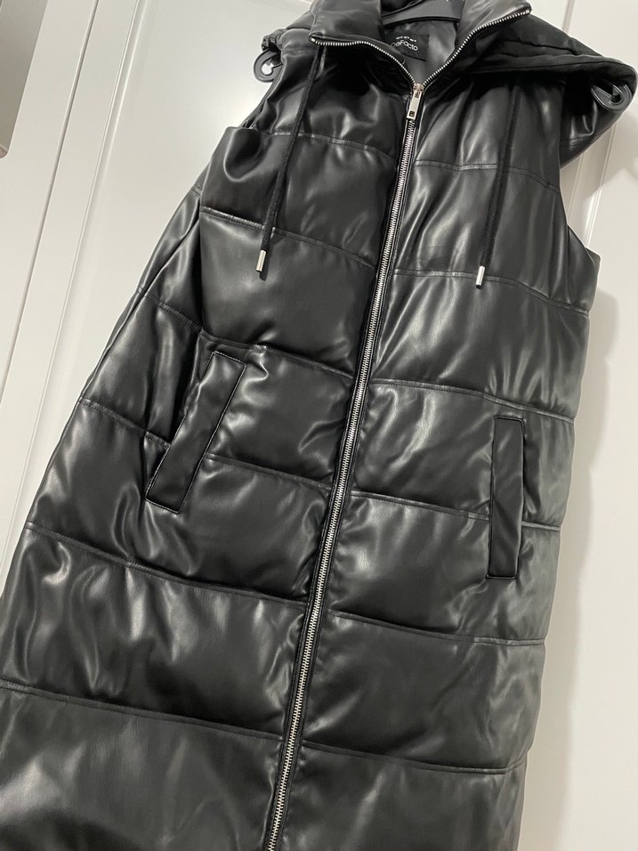 Defacto Siyah Deri Kadın Şişme Yelek - Görsel 5