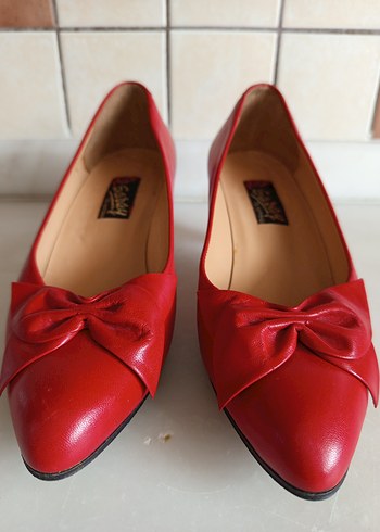 Klasik Kırmızı Fiyonklu Stiletto 37 numara - Görsel 2