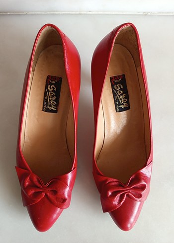 Klasik Kırmızı Fiyonklu Stiletto 37 numara - Görsel 3