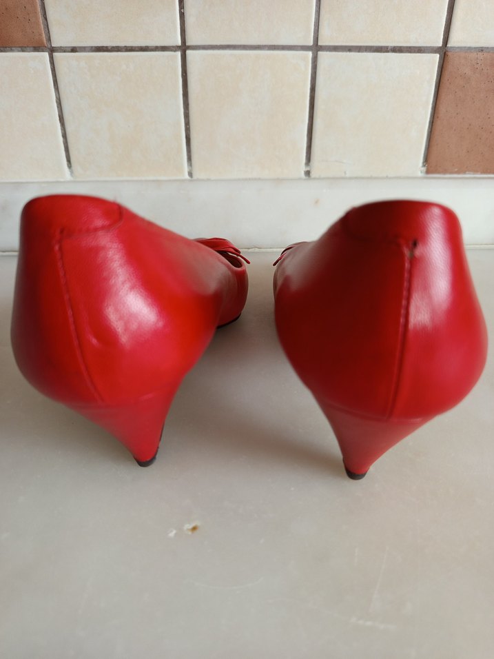 Klasik Kırmızı Fiyonklu Stiletto 37 numara - Görsel 4