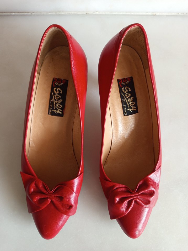 Klasik Kırmızı Fiyonklu Stiletto 37 numara - Görsel 3