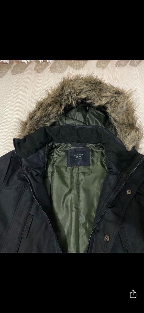 Jack&jones Siyah Kürklü Kapüşonlu Erkek Mont - Görsel 3