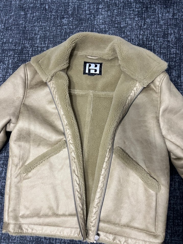 Kürklü Bej Ceket L beden erkek - Görsel 3