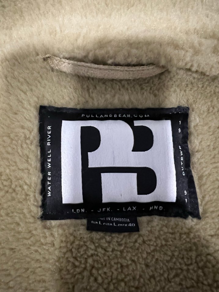 Kürklü Bej Ceket L beden erkek - Görsel 4