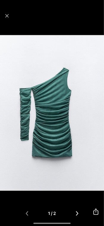 zara asimetrik drapeli simli mini elbise
