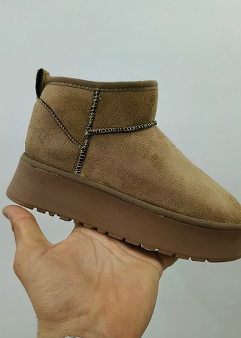 ugg modeli içi kürklü kadın botu kalın topuk sıcak tutar