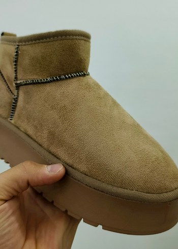 36 Beden kahverengi Renk ugg modeli içi kürklü kadın botu kalın topuk sıcak tutar