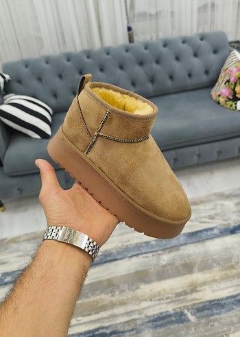 Kürklü Taba Süet Kadın Botu kalın topuk ugg modeli rahat kalitel